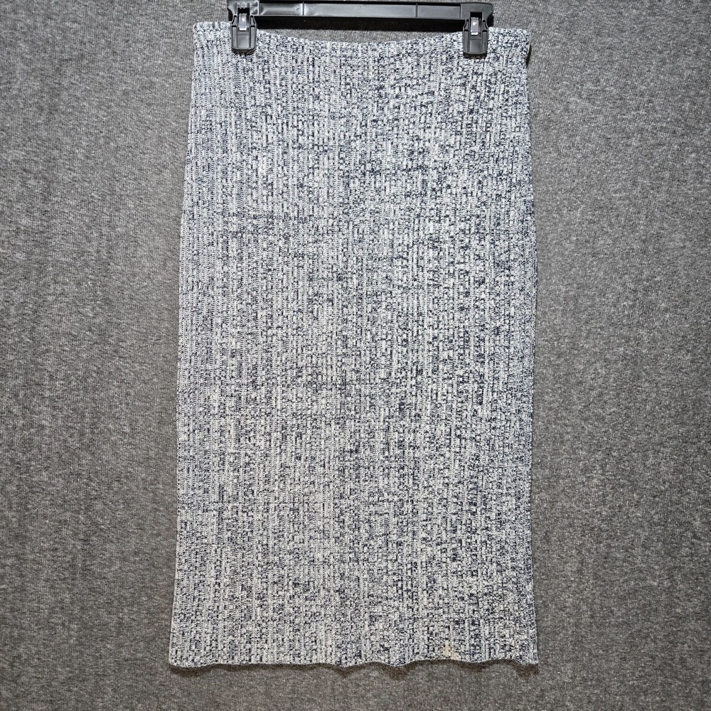 Theory‎ Nellida Marl Knit Woven Midi Pencil Skirt Women's Size M Black / White